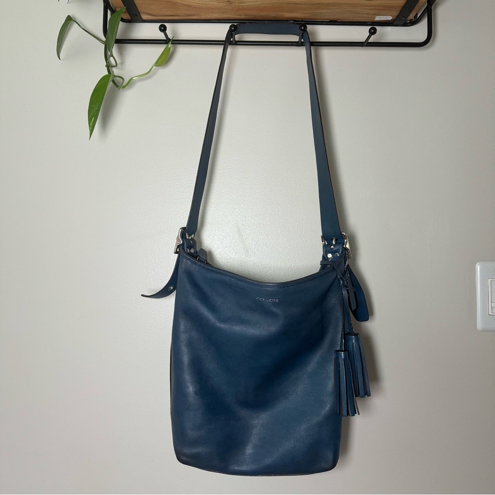 Vintage Coach blue leather crossbody